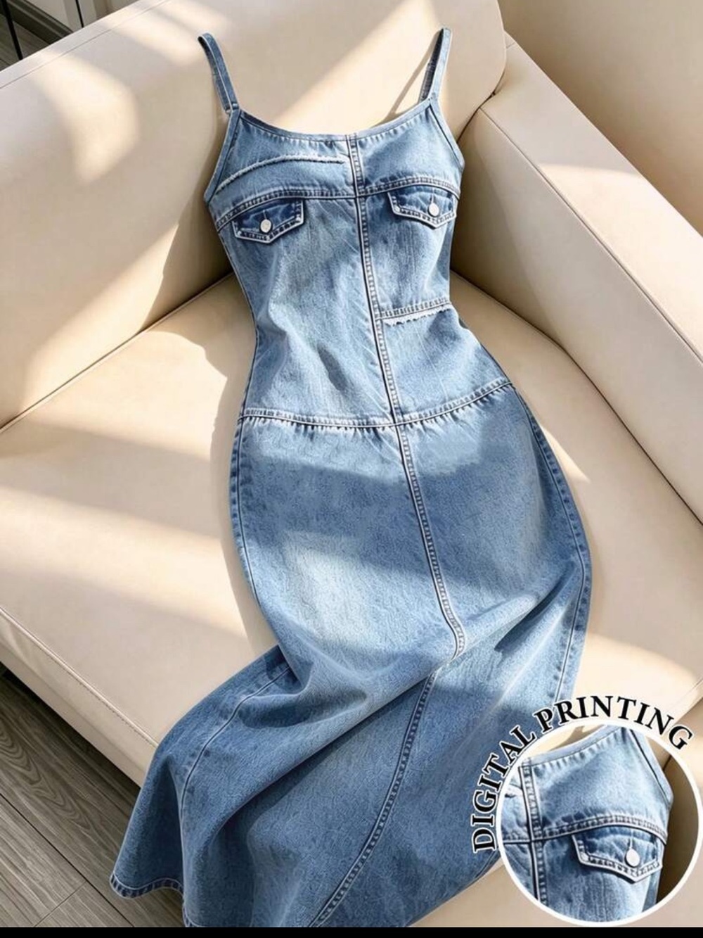 Women’s Light Blue Denim Slip Dress